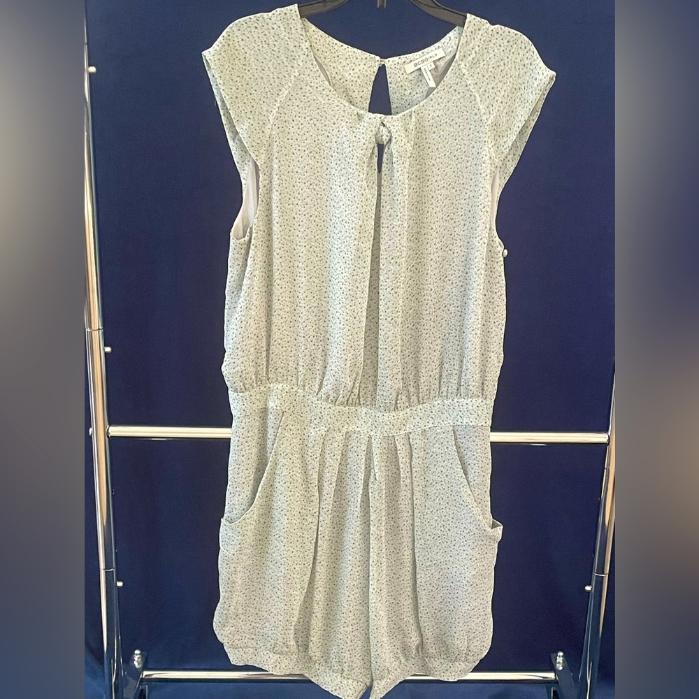 BCBG girls light green romper with pockets